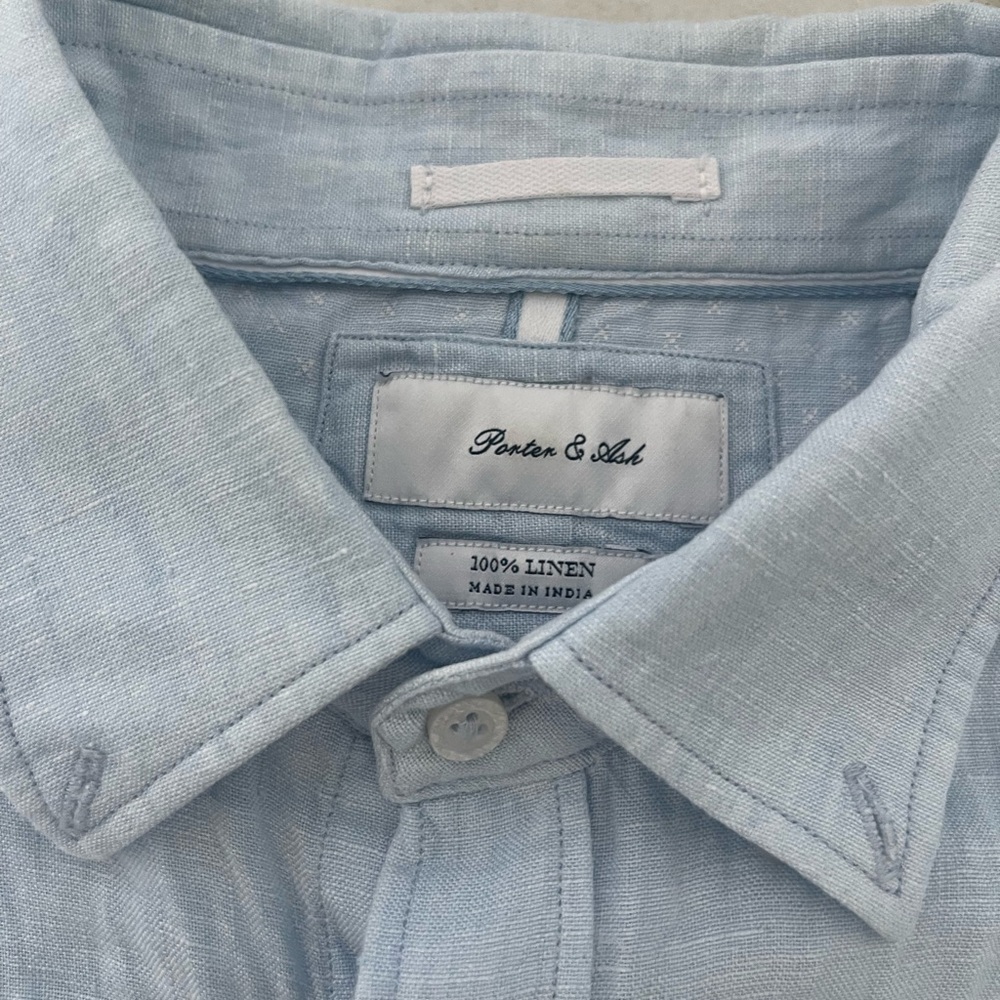 Porter & Ash Bundle 2 100% Linen Button Ups Size Medium Color Baby Blue - Picture 6 of 14